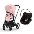 Poussette duo Priam 4 Peach Pink châssis Matt Black + Siège auto Cloud G i-Size