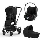 Poussette trio Priam 4 Sepia Black châssis Matt Black + Cloud T i-Size + Nacelle Luxe