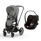 Poussette duo Priam 4 Mirage Grey châssis Rose Gold + Siège auto Cloud G i-Size