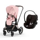 Poussette duo Priam 4 Peach Pink châssis Rose Gold + Siège auto Cloud G i-Size