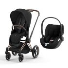 Poussette duo Priam 4 Sepia Black châssis Rose Gold + Siège auto Cloud T i-Size