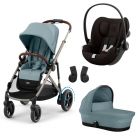 Poussette trio e-Gazelle S Stormy Blue + Siège auto Cloud G i-Size + Nacelle S