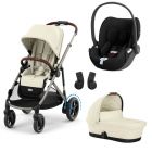 Poussette trio e-Gazelle S Seashell Beige + Siège auto Cloud T i-Size + Nacelle S