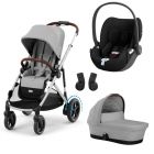 Poussette trio e-Gazelle S Stone Grey + Siège auto Cloud T i-Size + Nacelle S