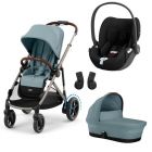 Poussette trio e-Gazelle S Stormy Blue + Siège auto Cloud T i-Size + Nacelle S