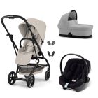 Poussette trio Eezy S Twist+ 2 pivotante Dune Grey avec nacelle Cot S et siège auto Aton B2 i-Size