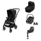 Poussette trio Leona² + siège auto Pebble 360 + nacelle Sense Black + Base FamilyFix 360