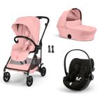 Poussette trio Melio Carbon 6 Candy Pink avec siège auto Cloud G i-Size et nacelle