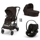 Poussette trio Melio Carbon 6 Chocolate Brown avec siège auto Cloud G i-Size et nacelle