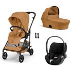 Poussette trio Melio Carbon 6 Cinnamon Yellow avec siège auto Cloud T i-Size et nacelle