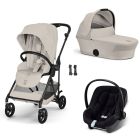 Poussette trio Melio Carbon 6 Dune Grey avec siège auto Aton B2 i-Size et nacelle