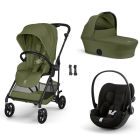 Poussette trio Melio Carbon 6 Moss Green avec siège auto Cloud G i-Size et nacelle