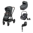 Poussette trio Oxford + Siège auto Pebble 360 Pro² + nacelle Sense Twillic Graphite + Base FamilyFix 360 Pro