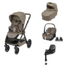 Poussette trio Oxford + Siège auto Pebble 360 Pro² + nacelle Sense Twillic Truffle + base FamilyFix 360 Pro