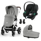 Poussette trio Talos S Lux 2 Stone Grey + Siège auto Aton B2 i-Size + Nacelle