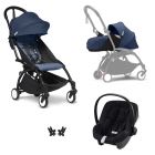 Poussette Trio YOYO 3 pack 0+ & 6+ et siège auto Aton B2 Black - Châssis noir - Bleu Air France