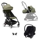 Poussette Trio YOYO 3 pack 0+ & 6+ et siège auto Aton B2 Black - Châssis noir - Olive