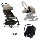 Poussette Trio YOYO³ pack 0+ & 6+ + siège auto Aton B2 i-Size - Châssis noir - taupe
