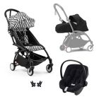 Poussette Trio YOYO 3 pack 0+ & 6+ et siège auto Aton B2 Black - Châssis noir - Zebra / Noir