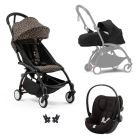 Poussette Trio YOYO 3 pack 0+ & 6+ et siège auto Cloud G Black - Châssis noir - Leopard / Noir