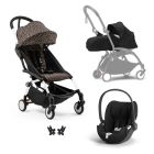 Poussette Trio YOYO 3 pack 0+ & 6+ + siège auto Cloud T Black - Châssis blanc - Léopard / Noir