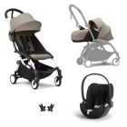 Poussette Trio YOYO 3 pack 0+ & 6+ + siège auto Cloud T Black - Châssis blanc - Taupe