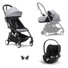 Poussette Trio YOYO 3 pack 0+ & 6+ + siège auto Cloud T Black - Châssis noir - Stone