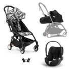 Poussette Trio YOYO 3 pack 0+ & 6+ + siège auto Cloud T Black - Châssis noir - Zebra / Noir