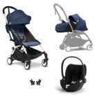 Poussette Trio YOYO 3 pack 0+ & 6+ + siège auto Cloud T plus Black - Châssis blanc - Bleu Air France