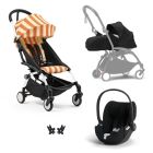 Poussette Trio YOYO 3 pack 0+ & 6+ + siège auto Cloud T plus Black - Châssis blanc - Capri / Noir