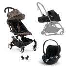 Poussette Trio YOYO 3 pack 0+ & 6+ + siège auto Cloud T plus Black - Châssis blanc - Léopard / Noir