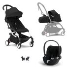 Poussette Trio YOYO 3 pack 0+ & 6+ + siège auto Cloud T plus Black - Châssis blanc - Noir