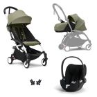 Poussette Trio YOYO 3 pack 0+ & 6+ + siège auto Cloud T plus Black - Châssis blanc - Olive