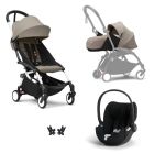 Poussette Trio YOYO 3 pack 0+ & 6+ + siège auto Cloud T plus Black - Châssis blanc - Taupe