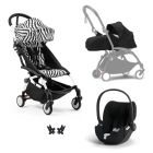 Poussette Trio YOYO 3 pack 0+ & 6+ + siège auto Cloud T plus Black - Châssis blanc - Zebra / Noir