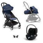 Poussette Trio YOYO 3 pack 0+ & 6+ + siège auto Cloud T plus Black - Châssis noir - Bleu Air France