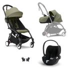 Poussette Trio YOYO 3 pack 0+ & 6+ + siège auto Cloud T plus Black - Châssis noir - Olive