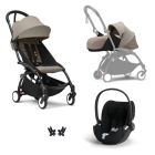 Poussette Trio YOYO 3 pack 0+ & 6+ + siège auto Cloud T plus Black - Châssis noir - Taupe