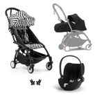 Poussette Trio YOYO 3 pack 0+ & 6+ + siège auto Cloud T plus Black - Châssis noir - Zebra / Noir