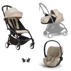 Poussette Trio YOYO 3 pack 0+ & 6+ + siège auto Cloud T plus Beige - Châssis noir - Bonpoint