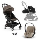 Poussette Trio YOYO 3 pack 0+ & 6+ + siège auto Cloud T plus Beige - Châssis noir - Léopard / Noir