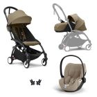 Poussette Trio YOYO 3 pack 0+ & 6+ + siège auto Cloud T plus Beige - Châssis noir - Toffee