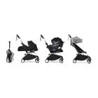 Poussette trio YOYO 3 - Châssis blanc Pack 0+ & 6+ Zebra / Noir + siège auto car seat by Besafe