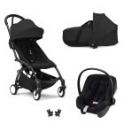 Poussette Trio YOYO 3 pack 6+ et siège auto Aton B2 Black + Nacelle YOYO - Chassis noir - Noir