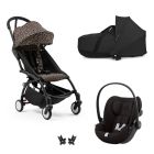 Poussette Trio YOYO 3 pack 6+ et siège auto Cloud G Black + Nacelle YOYO - Chassis noir - Leopard / Noir