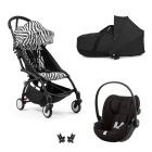 Poussette Trio YOYO 3 pack 6+ et siège auto Cloud G Black + Nacelle YOYO - Chassis noir - Zebra / Noir