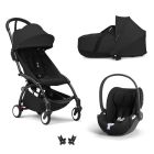 Poussette trio YOYO + pack 6+ + siège auto Cloud T Black + Nacelle - Châssis noir - Noir