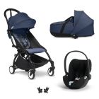 Poussette Trio YOYO 3 pack 6+ + siège auto Cloud T plus Black + nacelle YOYO - Châssis noir - Bleu Air France