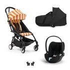 Poussette Trio YOYO 3 pack 6+ + siège auto Cloud T plus Black + nacelle YOYO - Châssis noir - Capri / Noir