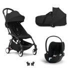 Poussette Trio YOYO 3 pack 6+ + siège auto Cloud T plus Black + nacelle YOYO - Châssis noir - Noir
